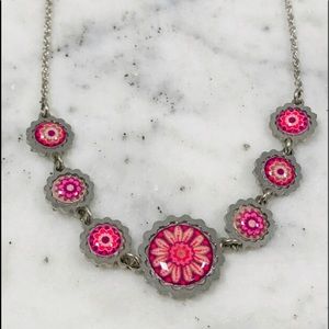 Yoolies Floral Pink and Silver Necklace